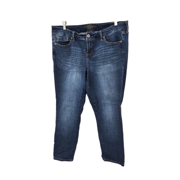 Torrid Premium Ultra Skinny Womens Size 16R Blue Jeans High Rise‎ Dark Wash - Picture 2 of 12